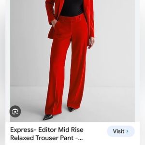Express Mid Ride Trouser Red Size 6 Reg NWT